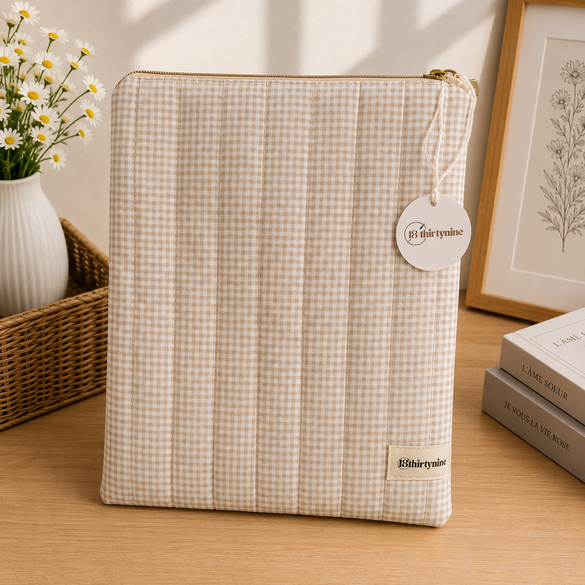 Stone Gingham iPad Sleeve
